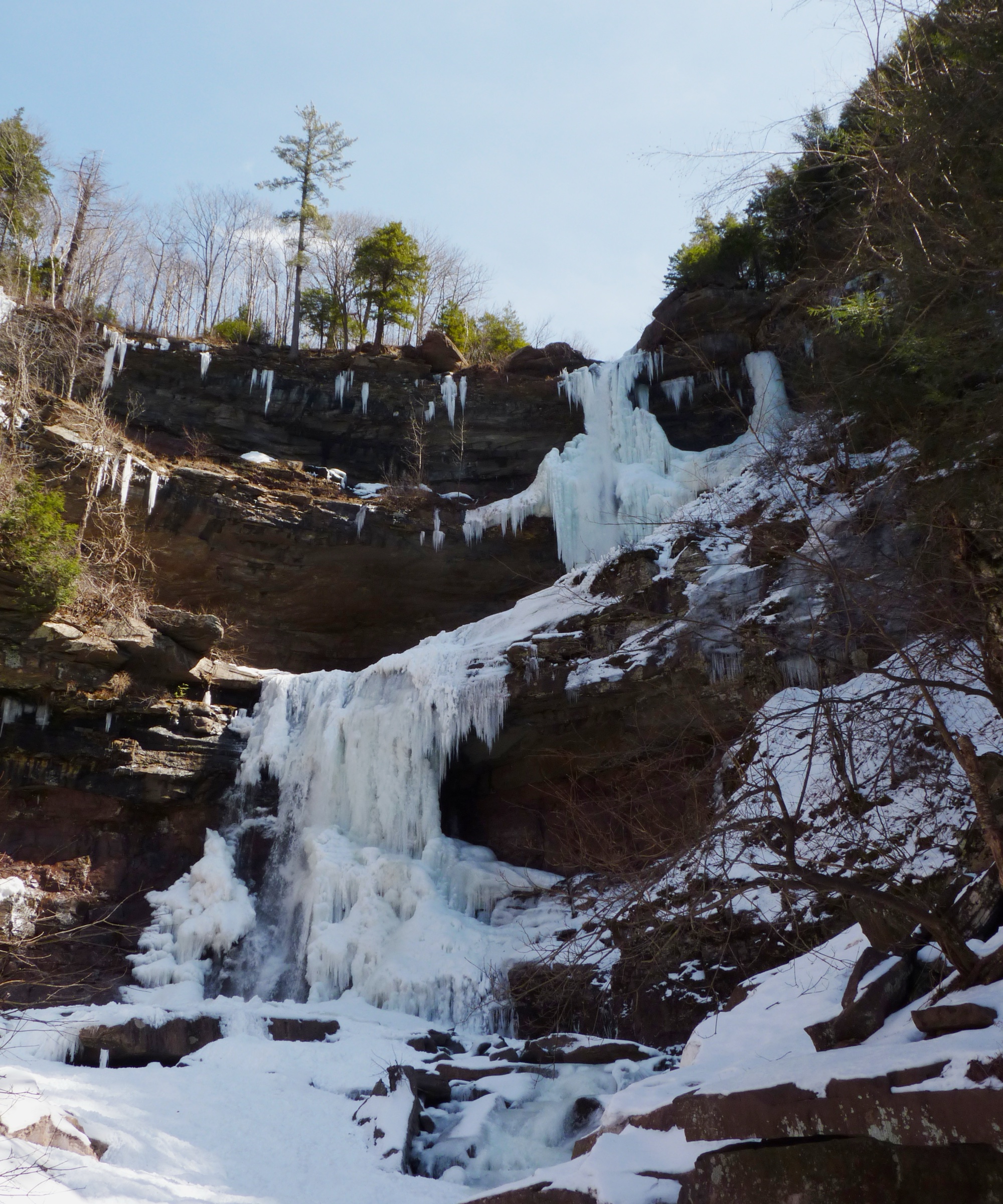 纽约州Catskills Kaaterskill Falls双层瀑布真实照片